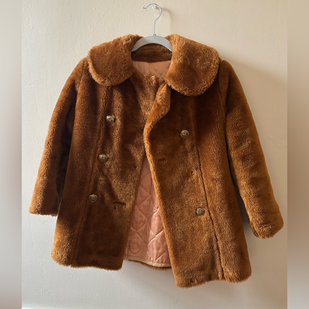 Vintage faux fur teddy bear coat | Fits 8-12 yrs